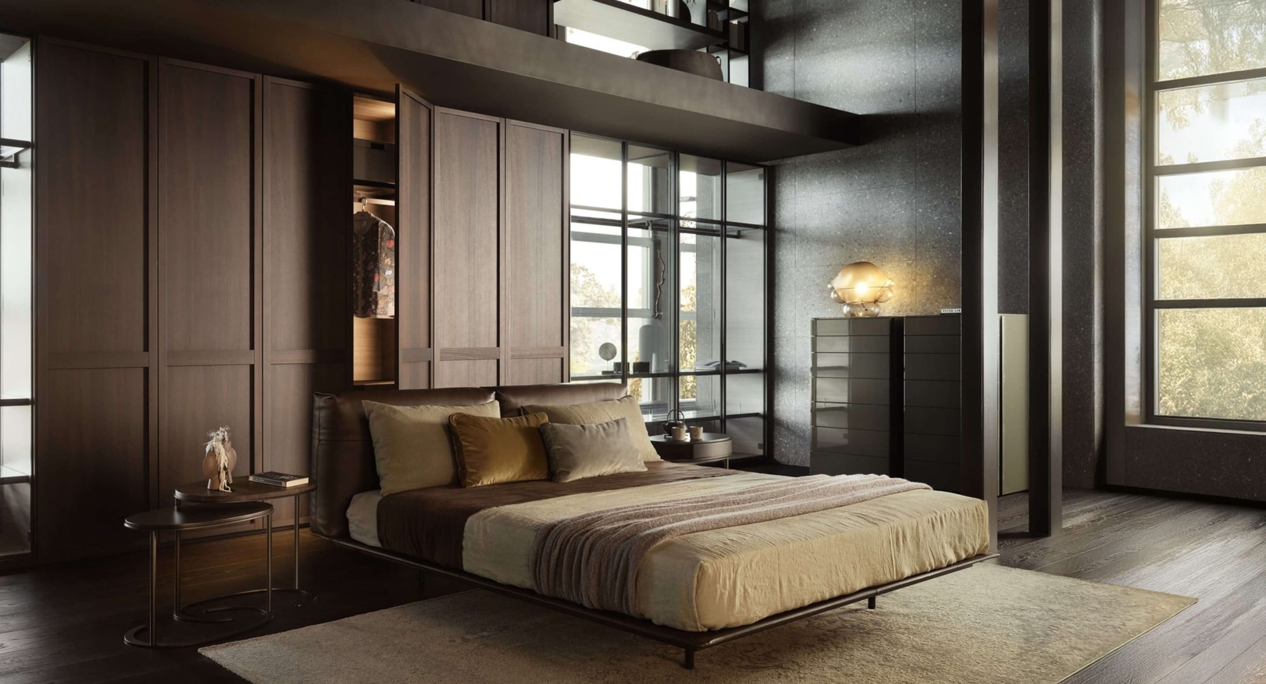 Armadio Domo Lema su misura, design Piero Lissoni, finitura rovere – Actual Spotti Milano Brianza